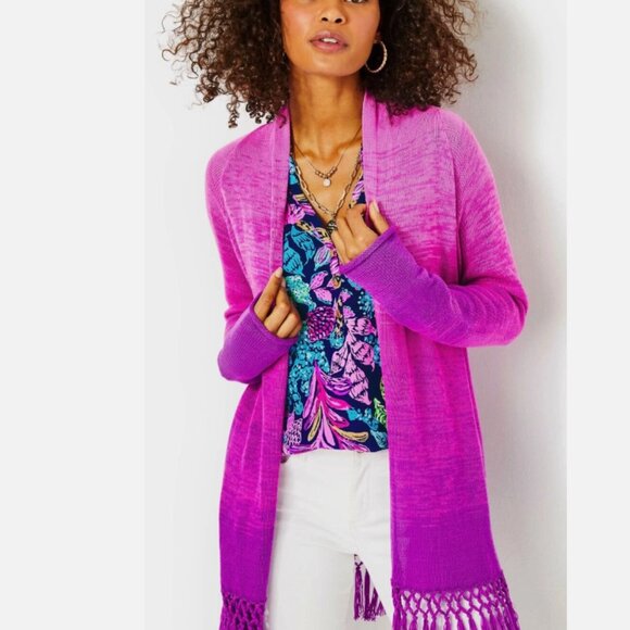 Lilly Pulitzer Tatum Ombre Cardigan Orchid Oasis Size Small - Picture 1 of 14